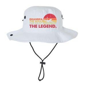 Grandpa The The Pilot The Legend Aviator Father Gift Legacy Cool Fit Booney Bucket Hat