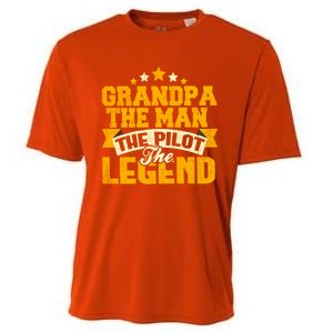 Grandpa The The Pilot The Legend Grandpa Meaningful Gift Gift Cooling Performance Crew T-Shirt