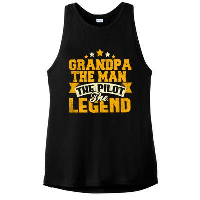 Grandpa The The Pilot The Legend Grandpa Meaningful Gift Gift Ladies PosiCharge Tri-Blend Wicking Tank