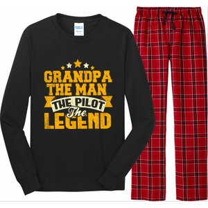 Grandpa The The Pilot The Legend Grandpa Meaningful Gift Gift Long Sleeve Pajama Set