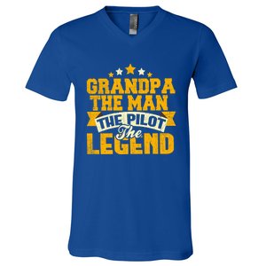 Grandpa The The Pilot The Legend Grandpa Meaningful Gift Gift V-Neck T-Shirt