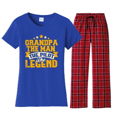 Grandpa The The Pilot The Legend Grandpa Meaningful Gift Gift Women's Flannel Pajama Set