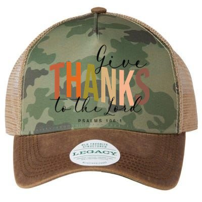 Give Thank To The Lord Psalms 1061 Christian Thanksgiving Legacy Tie Dye Trucker Hat