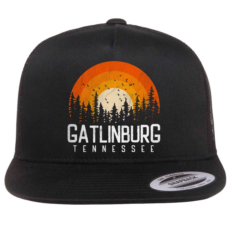Gatlinburg Tennessee Tn Gift Retro Style Vintage 80s Gift Cool Gift Flat Bill Trucker Hat