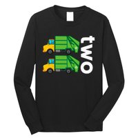 Garbage Truck Trash 2 Years Old 2nd Birthday Cool Party Long Sleeve Shirt