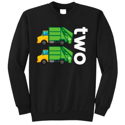 Garbage Truck Trash 2 Years Old 2nd Birthday Cool Party Sweatshirt