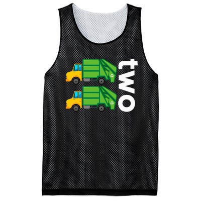 Garbage Truck Trash 2 Years Old 2nd Birthday Cool Party Mesh Reversible Basketball Jersey Tank