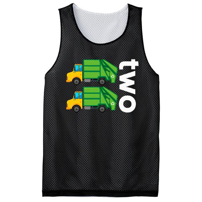 Garbage Truck Trash 2 Years Old 2nd Birthday Cool Party Mesh Reversible Basketball Jersey Tank