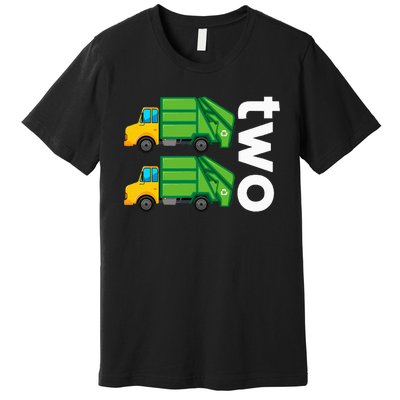 Garbage Truck Trash 2 Years Old 2nd Birthday Cool Party Premium T-Shirt