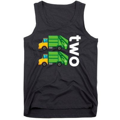 Garbage Truck Trash 2 Years Old 2nd Birthday Cool Party Tank Top