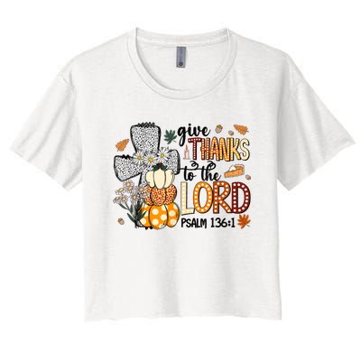 Give Thanks To The Lord Christian Fall Women's Crop Top Tee