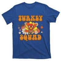 Groovy Thankful Turkey Squad Gift Thanksgiving Cute Turkey Gift T-Shirt