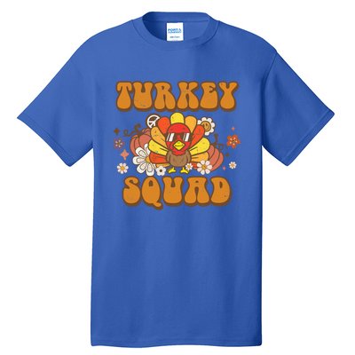 Groovy Thankful Turkey Squad Gift Thanksgiving Cute Turkey Gift Tall T-Shirt