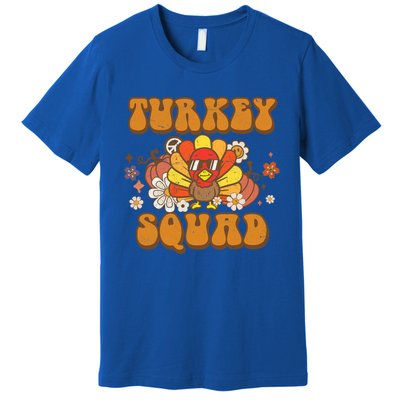 Groovy Thankful Turkey Squad Gift Thanksgiving Cute Turkey Gift Premium T-Shirt