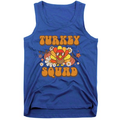 Groovy Thankful Turkey Squad Gift Thanksgiving Cute Turkey Gift Tank Top