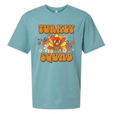 Groovy Thankful Turkey Squad Gift Thanksgiving Cute Turkey Gift Sueded Cloud Jersey T-Shirt