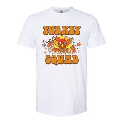 Groovy Thankful Turkey Squad Gift Thanksgiving Cute Turkey Gift Softstyle CVC T-Shirt