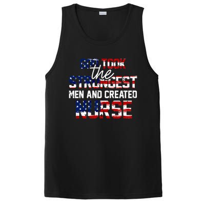 God Took The Strongest And Created Nurse Usa Flag Gift Cool Gift PosiCharge Competitor Tank