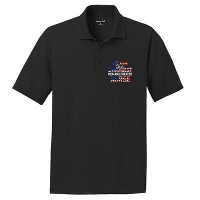 God Took The Strongest And Created Nurse Usa Flag Gift Cool Gift PosiCharge RacerMesh Polo