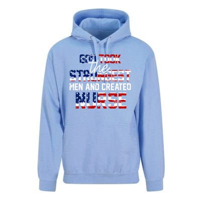 God Took The Strongest And Created Nurse Usa Flag Gift Cool Gift Unisex Surf Hoodie