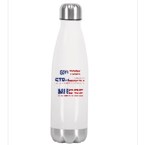 God Took The Strongest And Created Nurse Usa Flag Gift Cool Gift Stainless Steel Insulated Water Bottle