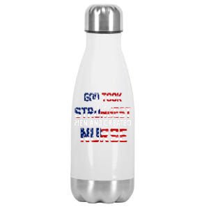 God Took The Strongest And Created Nurse Usa Flag Gift Cool Gift Stainless Steel Insulated Water Bottle