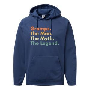 Gramps The The Myth The Legend Father Dad Uncle Cool Gift Performance Fleece Hoodie