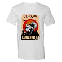 Gobblezilla Turkey Thanksgiving V-Neck T-Shirt