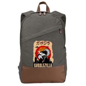 Gobblezilla Turkey Thanksgiving Cotton Canvas Backpack