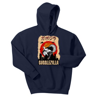 Gobblezilla Turkey Thanksgiving Kids Hoodie