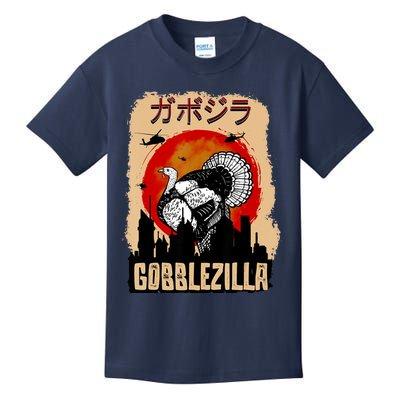 Gobblezilla Turkey Thanksgiving Kids T-Shirt