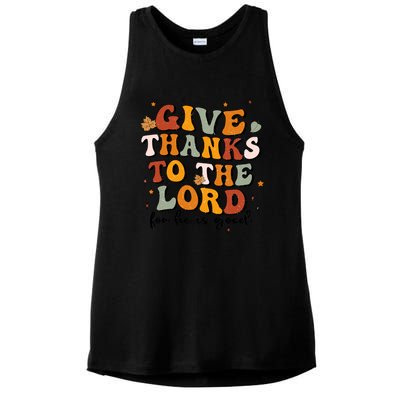 Give Thanks To The Lord He Is Good Jesus Fall Thanksgiving Gift Ladies PosiCharge Tri-Blend Wicking Tank