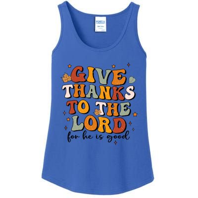 Give Thanks To The Lord He Is Good Jesus Fall Thanksgiving Gift Ladies Essential Tank