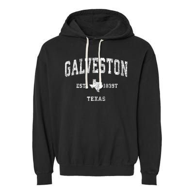 Galveston Texas Tx Vintage Athletic Sports Garment-Dyed Fleece Hoodie