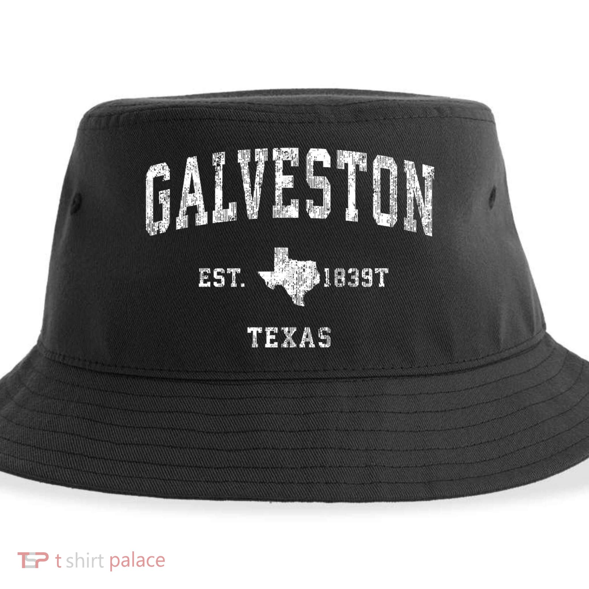 Galveston Texas Tx Vintage Athletic Sports Sustainable Bucket Hat