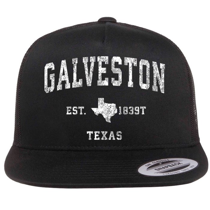Galveston Texas Tx Vintage Athletic Sports Flatbill Hat