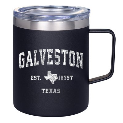 Galveston Texas Tx Vintage Athletic Sports 12oz Stainless Steel Coffee Mug