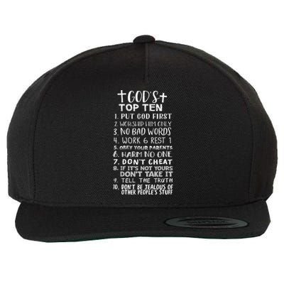 Gods Top Ten 10 Commandments Jesus Christian Bible Verse Wool Snapback Cap