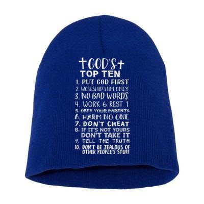 Gods Top Ten 10 Commandments Jesus Christian Bible Verse Short Acrylic Beanie