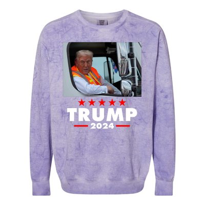 Garbage Truck Trump 2024 Colorblast Crewneck Sweatshirt