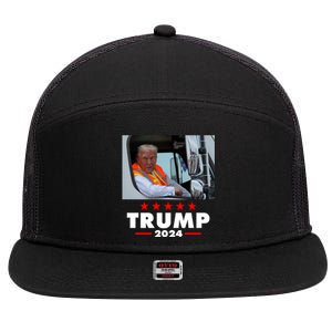 Garbage Truck Trump 2024 7 Panel Mesh Trucker Snapback Hat