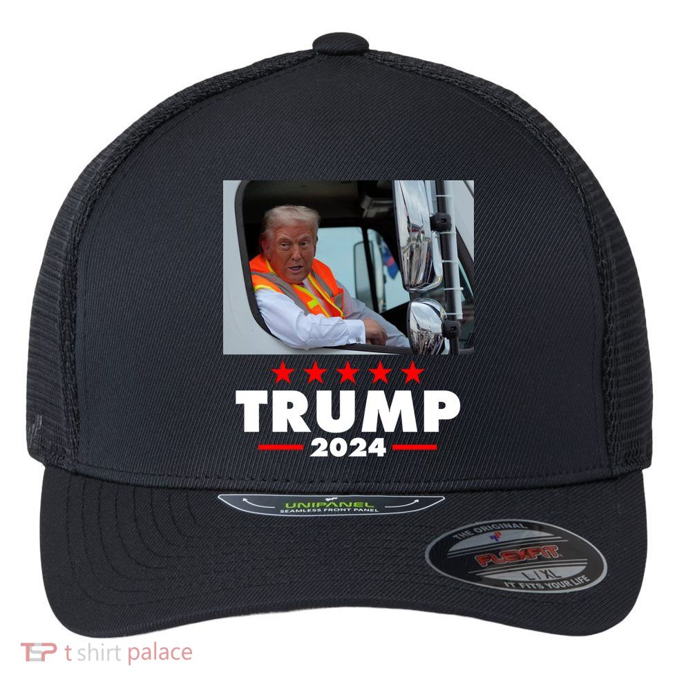 Garbage Truck Trump 2024 Flexfit Unipanel Trucker Cap