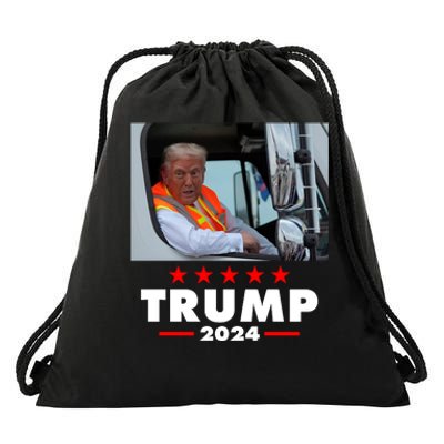 Garbage Truck Trump 2024 Drawstring Bag