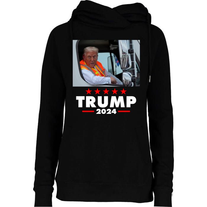 Garbage Truck Trump 2024 Womens Funnel Neck Pullover Hood