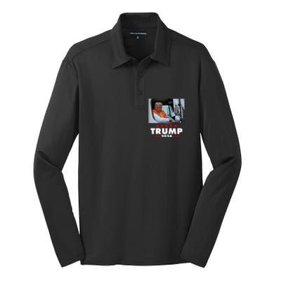 Garbage Truck Trump 2024 Silk Touch Performance Long Sleeve Polo