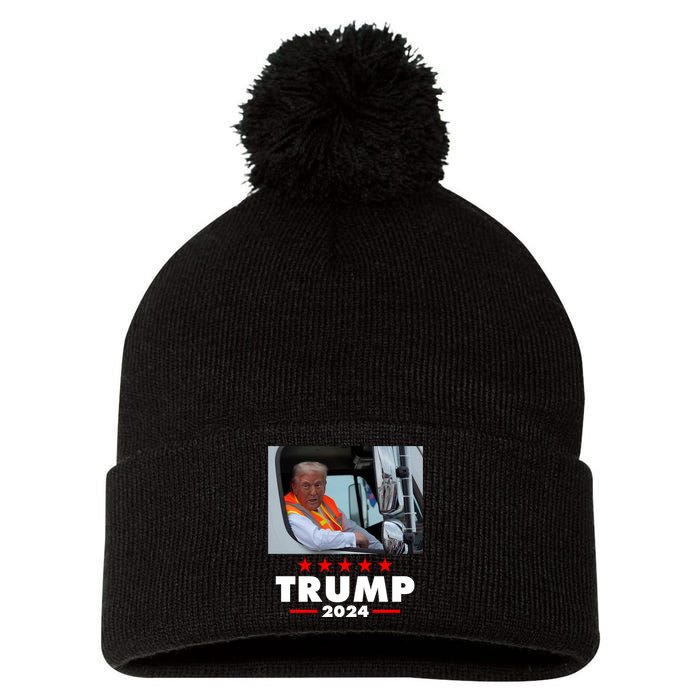 Garbage Truck Trump 2024 Pom Pom 12in Knit Beanie