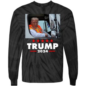 Garbage Truck Trump 2024 Tie-Dye Long Sleeve Shirt