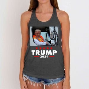 Garbage Truck Trump 2024 Women's Knotted Racerback Tank