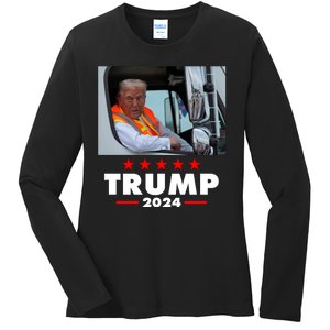 Garbage Truck Trump 2024 Ladies Long Sleeve Shirt