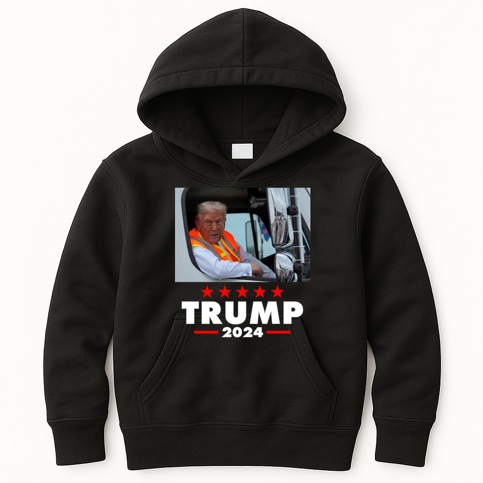 Garbage Truck Trump 2024 Kids Hoodie